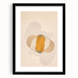 Abstract minimalist wall art design featuring a black frame and white mat, showcasing geometric patterns and subtle textures, ideal for modern home decor.