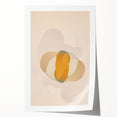 Abstract minimalist wall art print showcasing soft pastel colors, geometric shapes, and fluid lines, rolled up in a protective cardboard tube for easy shipping. Ideal for modern home decor.