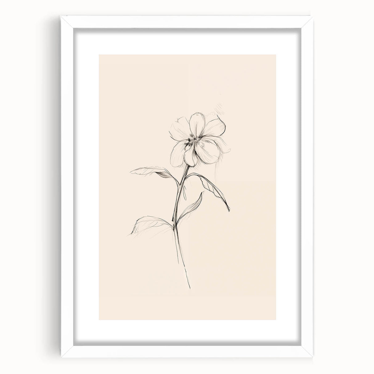 Abstract minimalist wall art framed in white, showcasing a geometric design in soft colors, ideal for modern home decor. Perfect for enhancing interior aesthetics.