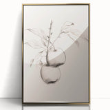 Framed abstract minimalist wall art featuring a gold-accented design, showcasing a sleek acrylic finish. Perfect for modern home decor and art enthusiasts.