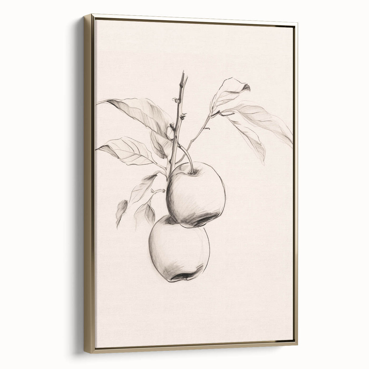 Framed canvas wall art showcasing an abstract minimalist design with gold accents, viewed from the side, ideal for modern home decor. Perfect for adding a touch of elegance to any room.