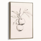 Framed canvas wall art showcasing an abstract minimalist design with gold accents, viewed from the side, ideal for modern home decor. Perfect for adding a touch of elegance to any room.