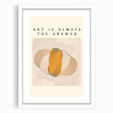 Abstract minimalist wall art design featuring a framed piece with a white mat, showcasing geometric shapes and soft colors, ideal for modern home decor.