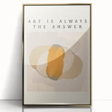 Framed abstract minimalist wall art featuring a gold acrylic design, elegantly displayed with a sleek front view, perfect for modern home decor.