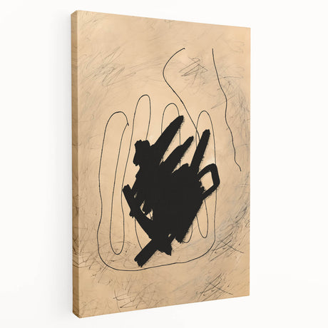 Minimalist abstract wall art design on stretched canvas, showcasing soft pastel colors and fluid shapes, perfect for modern home decor.