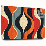Abstract minimalist wall art collection displayed in an acrylic glass frame, showcasing vibrant colors and geometric patterns, ideal for modern home decor.