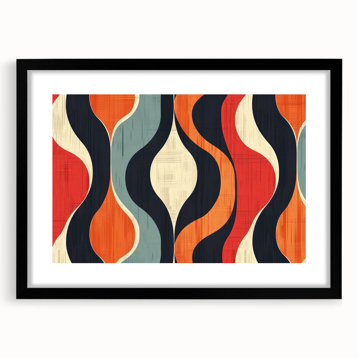 Abstract minimalist wall art design framed in black matting, showcasing a sleek, modern aesthetic perfect for contemporary interior decor. The artwork features subtle geometric patterns, ideal for enhancing living spaces or office environments.