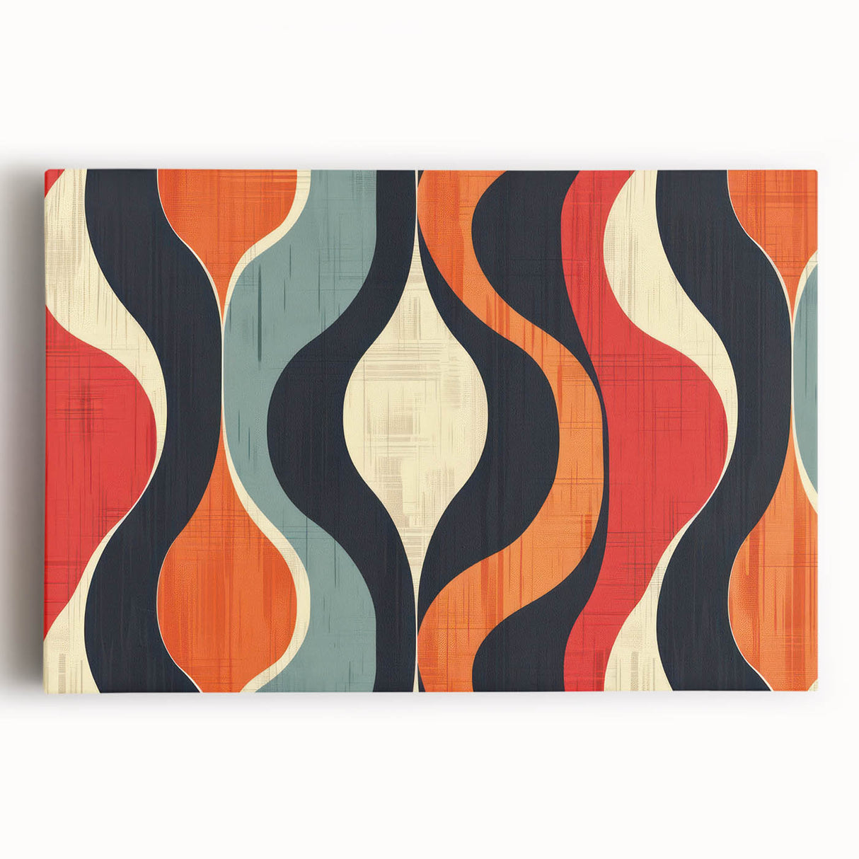 Abstract minimalist design wall art collection featuring vibrant colors and geometric shapes on stretched canvas, ideal for modern home decor.