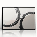 Framed abstract minimalist wall art in black acrylic featuring geometric shapes and subtle textures, perfect for modern home decor and artistic expression.