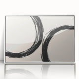 Framed abstract minimalist wall art featuring a white and gray design, ideal for modern decor. Perfect for enhancing any contemporary living space aesthetic.