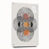 Abstract minimalist wall art collection displayed in an acrylic glass frame, showcasing geometric patterns and soft color gradients, perfect for modern decor.