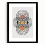 Abstract minimalist wall art featuring a sleek black frame and mat, showcasing a modern design perfect for contemporary home decor. Ideal for living rooms or offices, this piece adds an elegant touch to any space.