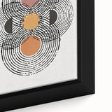 Close-up of an abstract minimalist wall art piece showcasing a blend of soft pastel colors and geometric shapes, elegantly framed for modern decor.