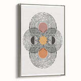 Framed minimalist wall art featuring an abstract design in silver tones, showcasing a contemporary aesthetic suitable for modern home decor. The canvas is elegantly displayed from a side view, highlighting its sleek profile and artistic appeal.