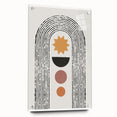 Side view of a minimalist abstract wall art collection displayed in an acrylic glass frame, showcasing vibrant colors and modern design with visible hanging pins.