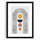 Abstract minimalist wall art design featuring a sleek black frame and mat, showcasing an artistic composition ideal for modern home decor. Perfect for enhancing living spaces with contemporary elegance.