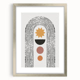 Abstract minimalist wall art featuring a silver frame and mat, showcasing a modern design ideal for contemporary home decor. Perfect for enhancing living spaces with sophistication.
