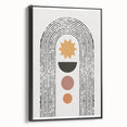 Framed abstract minimalist wall art featuring a black and white design with clean lines, displayed in a side view to highlight its sleek profile and modern aesthetic, ideal for contemporary home decor.