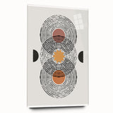 Abstract minimalist wall art collection displayed in a sleek acrylic frame, showcasing subtle colors and geometric shapes, perfect for modern home decor.
