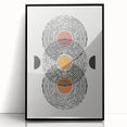 Framed abstract minimalist wall art design in black featuring geometric shapes and lines, perfect for modern home decor. Ideal for stylish interiors and art enthusiasts.