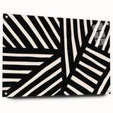 Abstract minimalist wall art collection displayed in acrylic glass, featuring a side view with visible mounting pins. The design showcases soft colors and geometric shapes, perfect for modern decor.