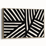 Framed wall art featuring an abstract minimalist design with gold accents, displayed in a side view showcasing its elegant frame and modern aesthetic, perfect for contemporary decor.