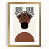 Abstract minimalist wall art design featuring a framed piece with a gold mat, showcasing soft neutral tones and geometric patterns, perfect for modern decor.
