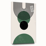 Abstract minimalist wall art collection displayed in an acrylic glass frame, showcasing a sleek side view. The design features soft neutral colors and geometric patterns, perfect for modern home decor.