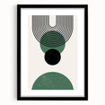 Abstract minimalist wall art collection featuring a black-framed piece with a mat, showcasing a modern design suitable for contemporary decor. Perfect for enhancing living spaces or office interiors with a stylish touch.