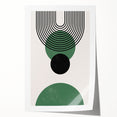 Abstract minimalist wall art print showcasing a blend of soft pastel colors with geometric shapes, designed for modern home decor, rolled for easy framing.