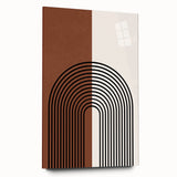Abstract minimalist wall art collection displayed in a side view, featuring vibrant colors and geometric shapes, framed in sleek acrylic glass for modern decor.