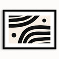 Abstract minimalist wall art design featuring a sleek black frame and mat, showcasing geometric shapes and neutral tones, ideal for modern home decor.