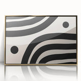 Framed abstract minimalist wall art design featuring a gold-accented acrylic finish, ideal for modern decor. Perfect for enhancing contemporary living spaces.