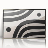 Framed acrylic wall art featuring an abstract minimalist design with silver accents, showcasing a modern aesthetic perfect for contemporary home decor.