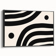 Framed canvas art showcasing an abstract minimalist design with a black border, ideal for modern home decor. The piece emphasizes clean lines and geometric shapes, creating a sophisticated visual impact that enhances any interior space.