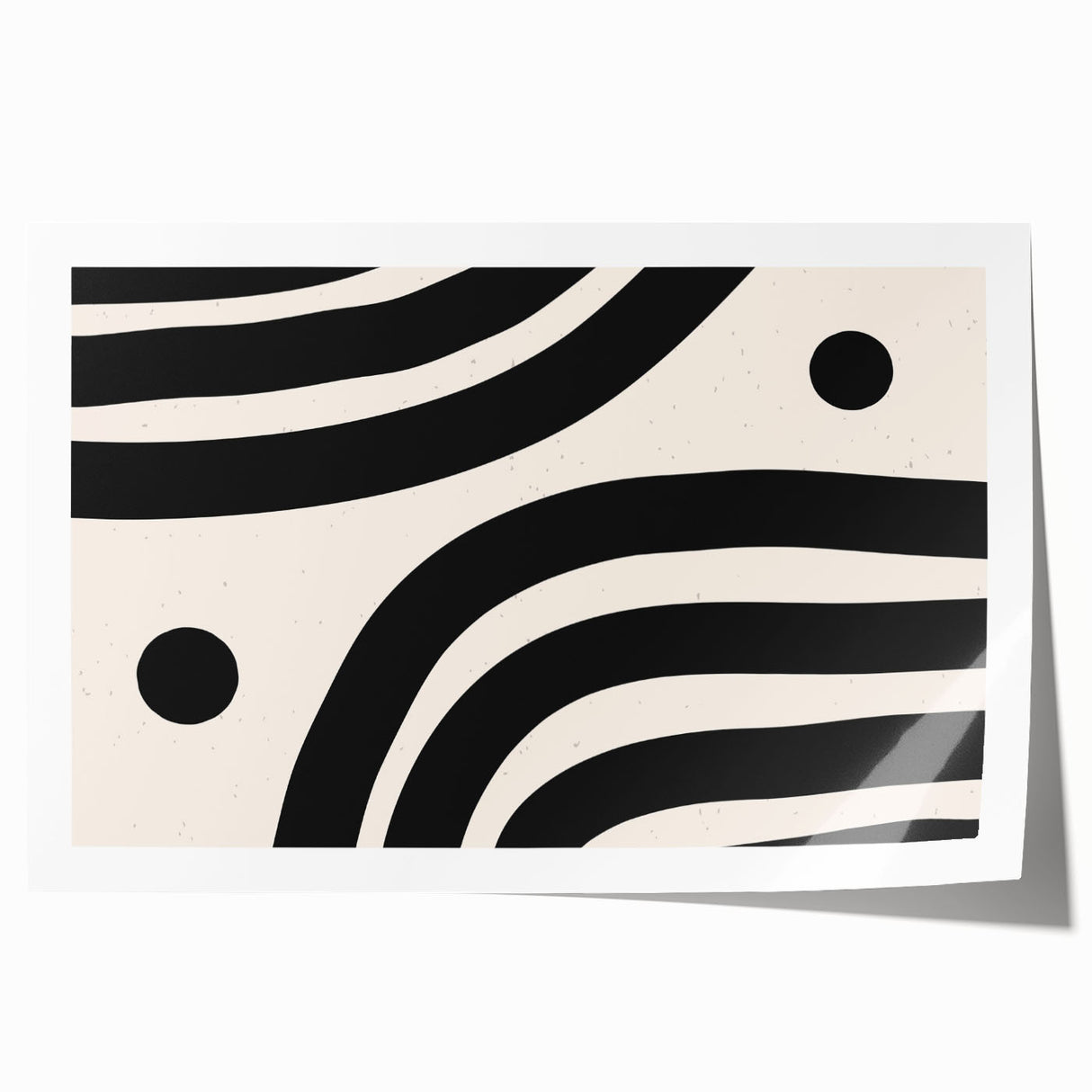 Rolled print featuring an abstract minimalist design in soft pastel colors, showcasing geometric shapes and fluid lines, ideal for modern home decor.