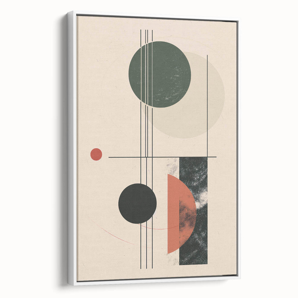 Framed abstract minimalist wall art featuring a sleek design with soft neutral tones, displayed in a modern white frame, ideal for contemporary home decor.