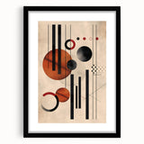 Abstract minimalist wall art design in a black frame with a mat, showcasing sleek lines and neutral tones, perfect for modern home decor and stylish interiors.
