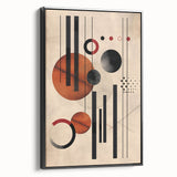 Framed abstract minimalist wall art featuring a black design on textured canvas, displayed from a side view to highlight its sleek edges and craftsmanship.
