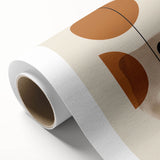 Abstract minimalist wall art design on rolled canvas, showcasing elegant geometric shapes in soft pastel colors, ideal for modern home decor. Perfectly packaged in a durable tube for safe delivery.