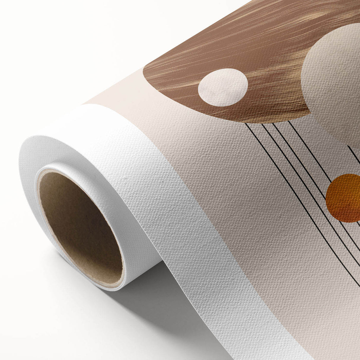 Abstract minimalist wall art design on rolled canvas showcasing soft pastel colors and geometric shapes, perfect for modern home decor. Ideal for enhancing contemporary interiors.