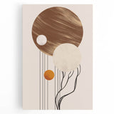 Abstract minimalist wall art design featuring a blend of soft pastel colors, showcasing geometric shapes and flowing lines. The stretched canvas presents a modern aesthetic, ideal for contemporary interiors.