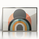 Abstract minimalist design wall art collection featuring a framed acrylic piece in silver, showcasing geometric patterns and a sleek front view, perfect for modern decor.