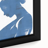 Close-up of an abstract minimalist wall art design on a framed canvas, showcasing vibrant colors and geometric shapes that enhance modern decor.