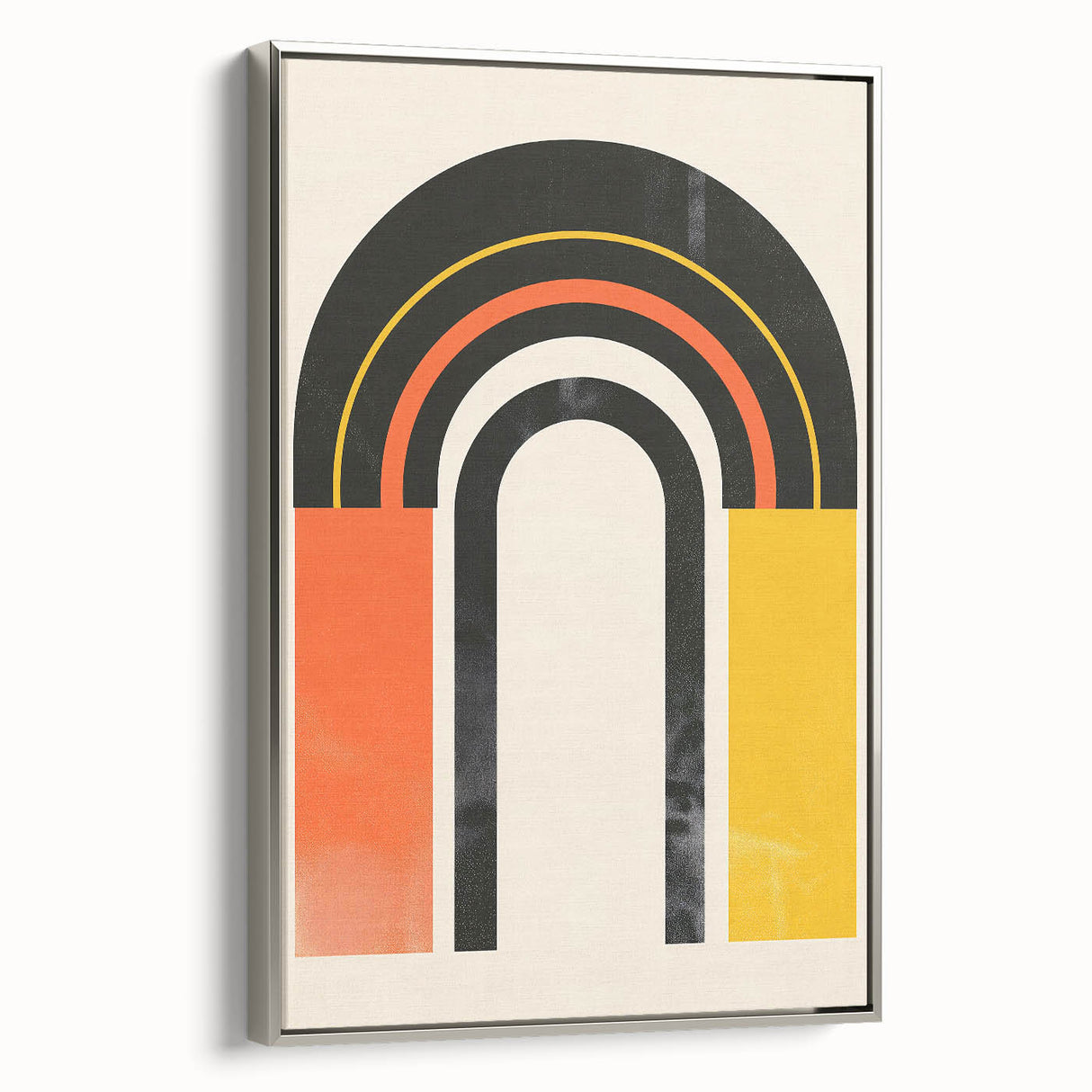 Framed wall art showcasing an abstract minimalist design with soft silver tones, elegantly displayed from a side view, ideal for modern home decor.