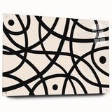 Abstract minimalist wall art design displayed in acrylic glass, showcasing a side view with stylish pins. Perfect for modern home decor, enhancing any interior space.