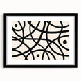 Abstract minimalist wall art collection framed in black with a white mat, showcasing geometric shapes and soft colors. Ideal for contemporary home decor.