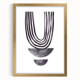 Abstract minimalist wall art featuring a gold-framed design with a mat, showcasing a modern aesthetic suitable for contemporary home decor. Ideal for enhancing living spaces.