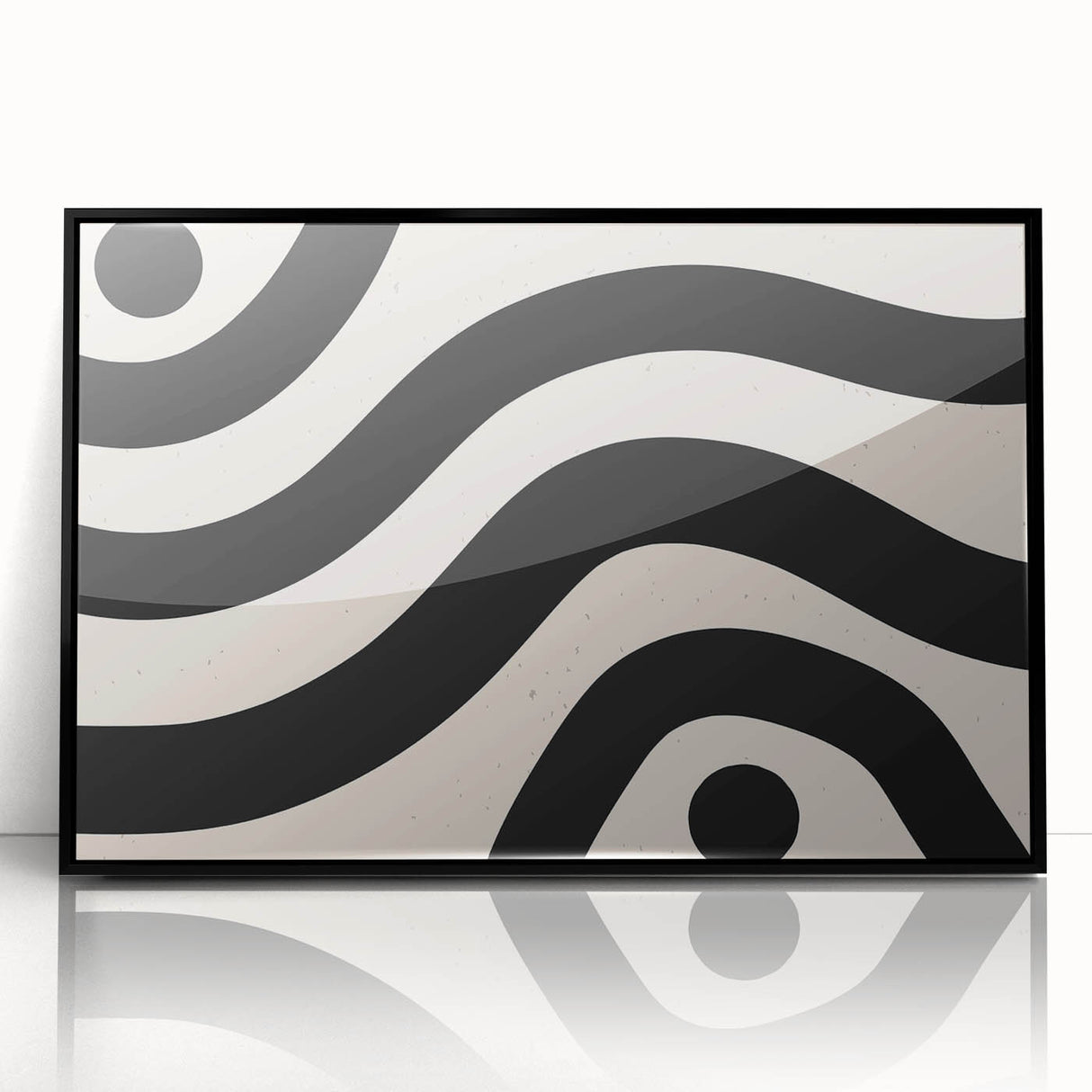 Framed abstract minimalist wall art in black acrylic, showcasing a sleek, modern design with clean lines, perfect for contemporary home decor and artistic interiors.