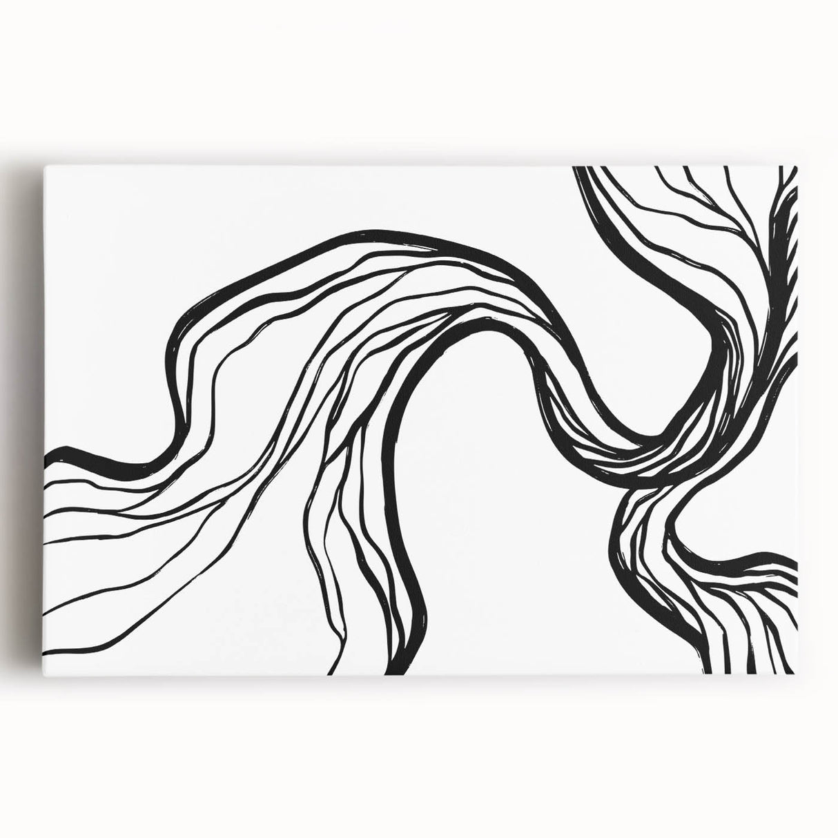 Abstract minimalist wall art featuring geometric shapes in soft pastel colors, elegantly stretched on canvas, perfect for modern home decor. Ideal for enhancing living spaces with a touch of elegance and artistic flair.
